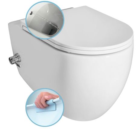 Przejdź do produktu INFINITY CLEANWASH WC wiszące, z dyszą bidetową i zaworem, Rimless, 36,5x53cm, biały