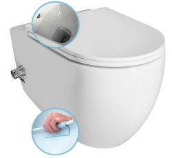 INFINITY CLEANWASH WC wiszące, z dyszą bidetową i zintegrowaną baterią, Rimless, 36,5x53 cm, biały