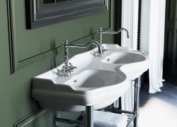 RETRO umywalka ceramiczna podwójna 120cm, biały