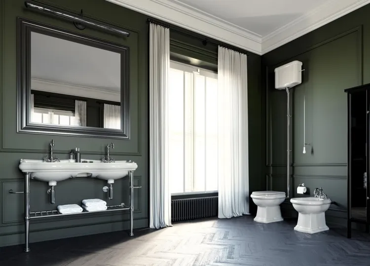 RETRO umywalka ceramiczna podwójna 120cm, biały