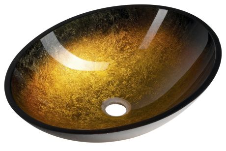 Przejdź do produktu SELVA umywalka nablatowa szklana 50,5x38cm, złoto