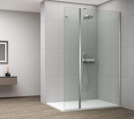 Przejdź do produktu ESCA CHROME kabina przysznicowa, stałe szkło 800 mm, szkło czyste, panel obrotowego 300 mm