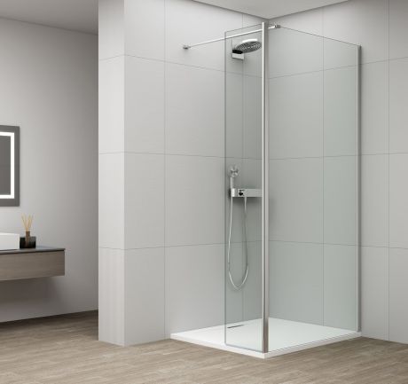 Przejdź do produktu ESCA CHROME kabina przysznicowa, stałe szkło 1000 mm, szkło czyste, panel obrotowego 600 mm