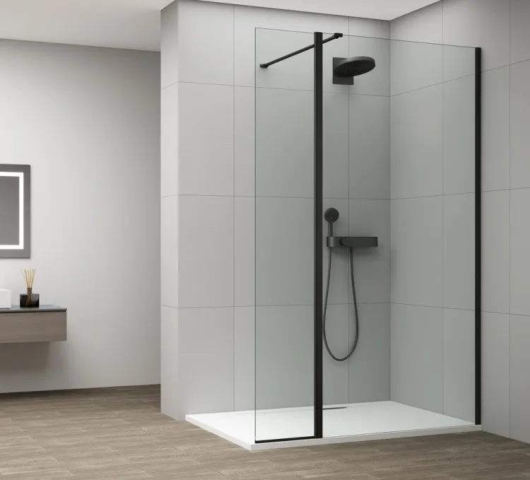 ESCA BLACK MATT kabina przysznicowa, stałe szkło 700 mm, szkło czyste, panel obrotowego 500 mm