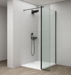 ESCA BLACK MATT kabina przysznicowa, stałe szkło 1200 mm, szkło czyste, panel obrotowego 600 mm