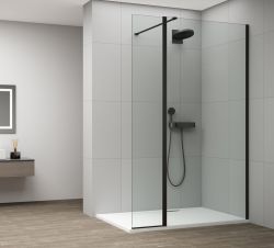 ESCA BLACK MATT kabina przysznicowa, stałe szkło 1200 mm, szkło czyste, panel obrotowego 600 mm