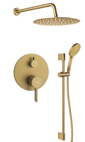 Przejdź do produktu ICONIC zestaw prysznicowy z baterią podtynkową, 2 wyjścia, przesuwny uchwyt prysznica, złoty mat