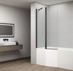 ROTA BLACK parawan wannowy obrotowy 900mm, szkło czyste
