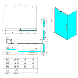 SPIRIT BLACK kabina prysznicowa 1500x800mm wariant L/P