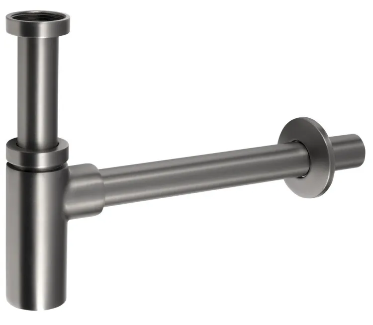 Syfon umywalkowy 5/4", odpływ 32mm, okrągły, gun metal
