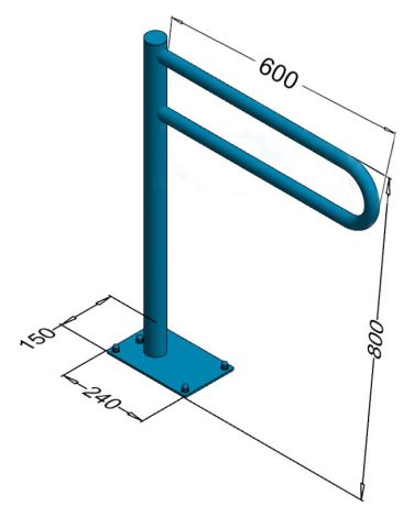 Przejdź do produktu Uchwyt łazienkowy  łukowy stały mocowany do podłogi dla osób niepełnosprawnych 60 cm stal nierdzewna połysk Makoinstal PSP 760s