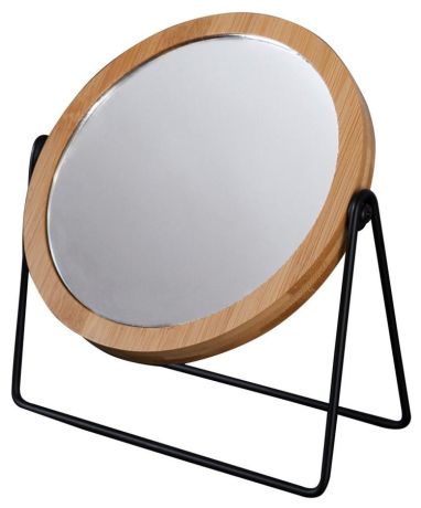 Przejdź do produktu KARA lusterko kosmetyczne, średnica 145mm, dwustronne, czarny/bambus