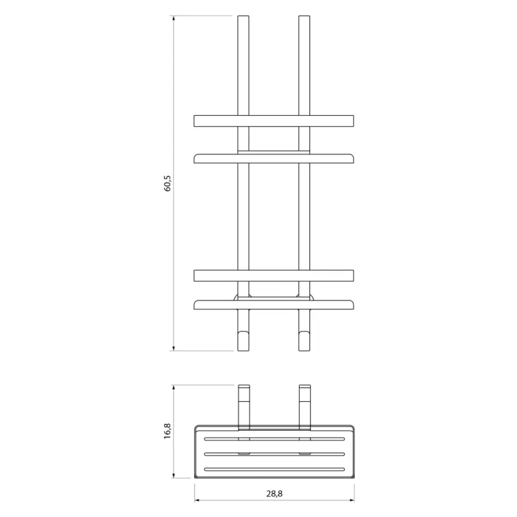 MYLINE druciana półka prysznicowa 288x605x168mm, stal nierdzewna polerowana