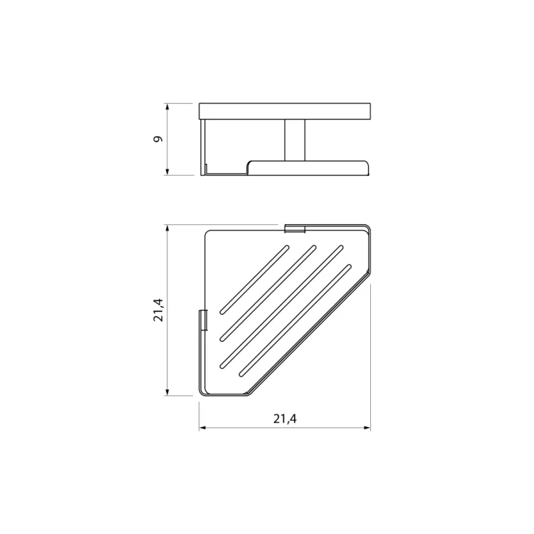 MYLINE półka narożna do kabiny prysznicowej, 214x90x214mm, stal nierdzewna polerowana