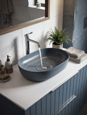 Przejdź do produktu ARDEA ceramiczna umywalka nablatowa, 60,5x41,5cm, siena