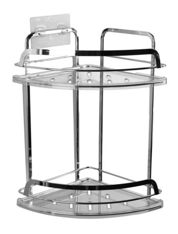 Przejdź do produktu KIM podwójna półka narożna do kabiny prysznicowej 205x325x205mm, chrom