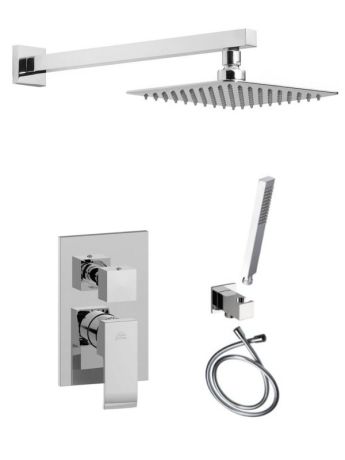 Przejdź do produktu Zestaw prysznicowy podtynkowy bateria z przełącznikiem mechanicznym z deszczownicą kwadratową Paffoni Level LES018ZSC3ACR chrom