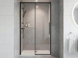 LUXOR BLACK drzwi prysznicowe 1100mm, szkło czyste