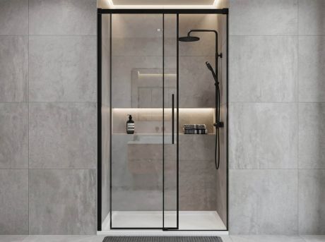Przejdź do produktu LUXOR BLACK drzwi prysznicowe 1200mm, szkło czyste