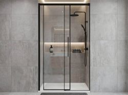 LUXOR BLACK drzwi prysznicowe 1300mm, szkło czyste