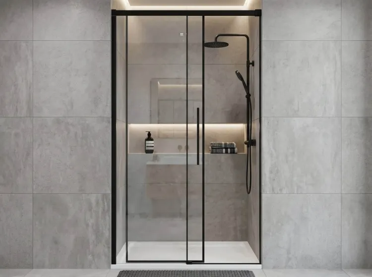 LUXOR BLACK drzwi prysznicowe 1300mm, szkło czyste