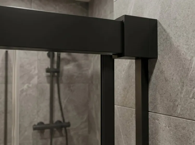 LUXOR BLACK drzwi prysznicowe 1300mm, szkło czyste