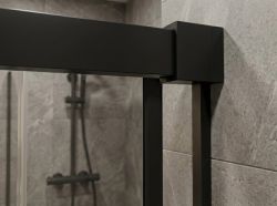 LUXOR BLACK drzwi prysznicowe 1500mm, szkło czyste