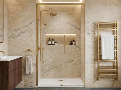 Przejdź do produktu LUXOR GOLD MATT drzwi prysznicowe 1100mm, szkło czyste