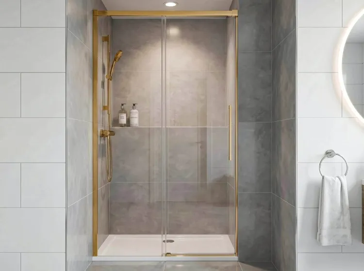LUXOR GOLD MATT drzwi prysznicowe 1300mm, szkło czyste