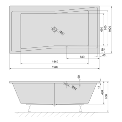QUEST SLIM wanna prostokątna 190x100x49cm, biały