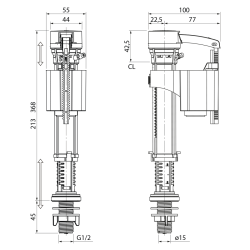 Zawór napełniający, dolny dopływ 3/8"-1/2"