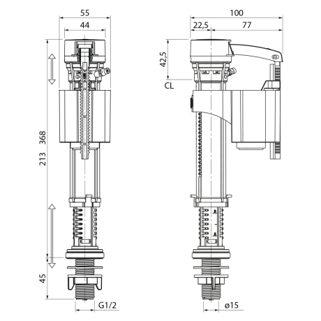 Przejdź do produktu Zawór napełniający, dolny dopływ 3/8"-1/2"