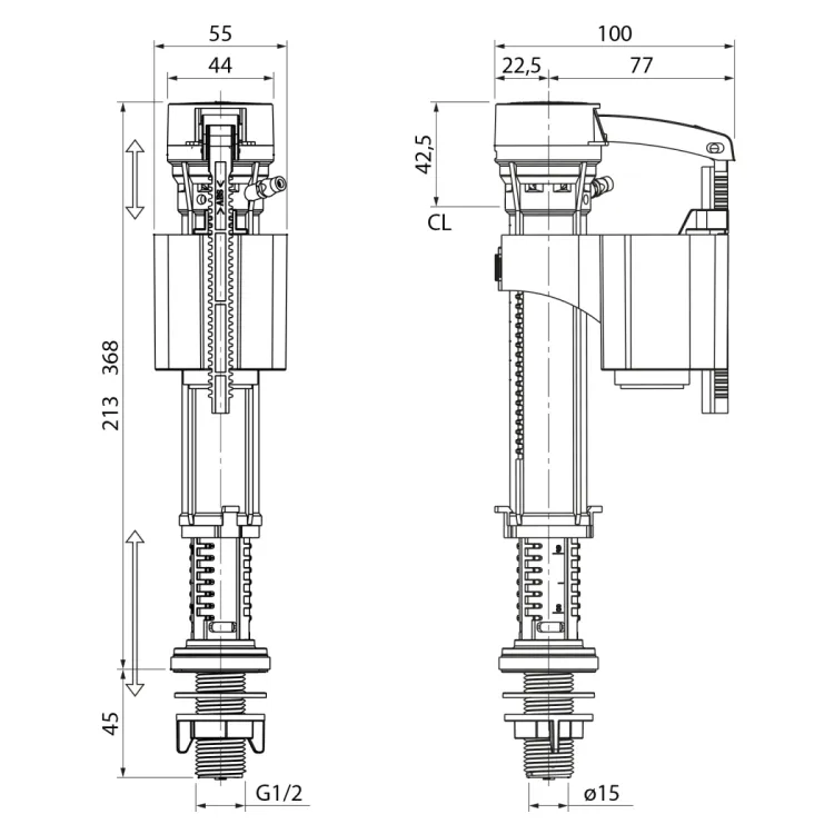 Zawór napełniający, dolny dopływ 3/8"-1/2"