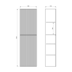 NELIO STRIP słupek wysoki 50x172x32cm, 2 drzwiczki, lewy/prawy, siena