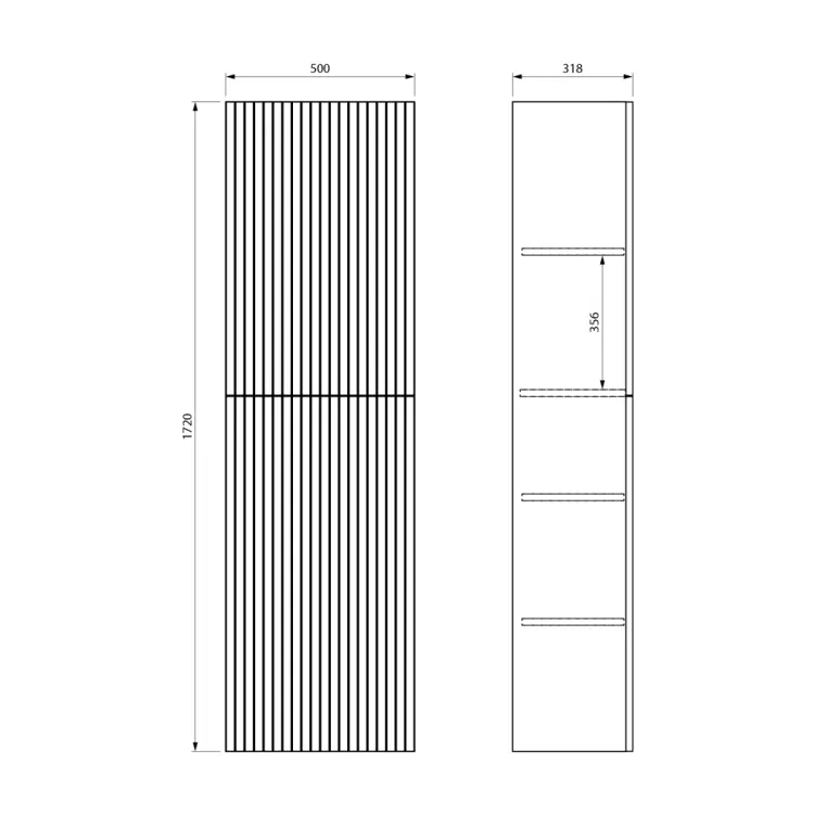 NELIO STRIP słupek wysoki 50x172x32cm, 2 drzwiczki, lewy/prawy, siena