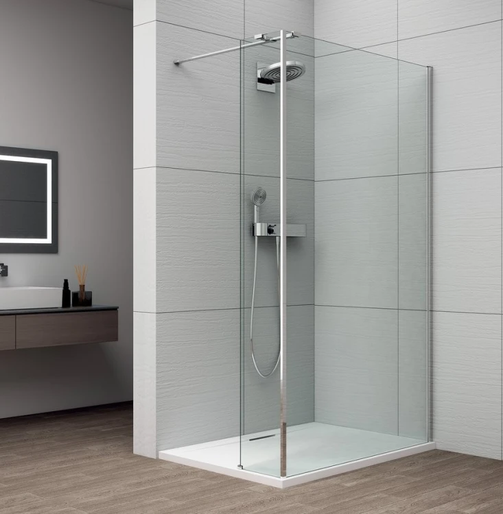 ESCA CHROM kabina prysznicowa Walk-in do montażu do ściany 1300mm dodatkowy panel 385mm, szkło czyste