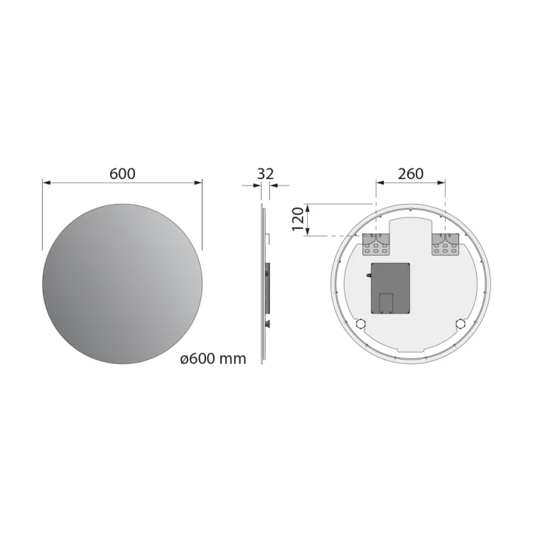VELUR okrągłe lustro z podświetleniem LED średnica 60cm