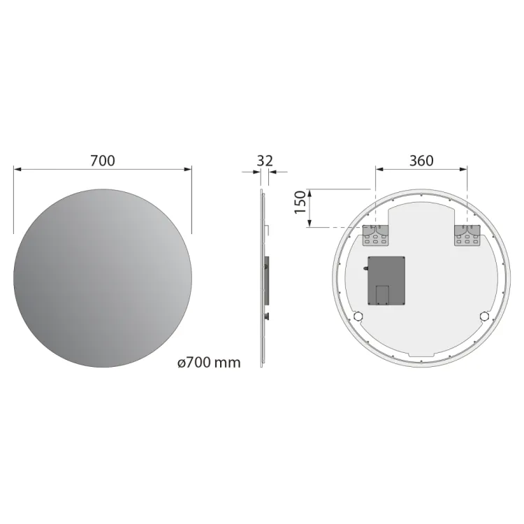 VELUR okrągłe lustro z podświetleniem LED średnica 70cm
