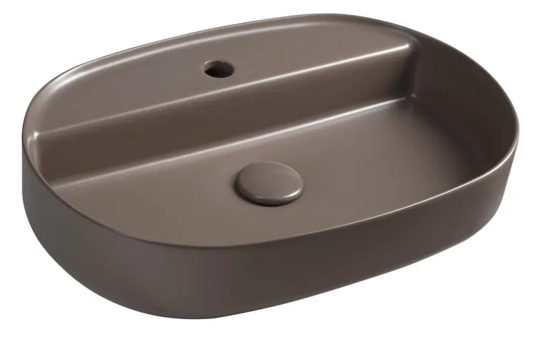 INFINITY OVAL umywalka ceramiczna nablatowa, 60x40cm, taupe