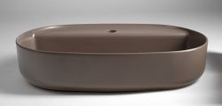 INFINITY OVAL umywalka ceramiczna nablatowa, 60x40cm, taupe