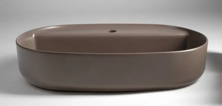 INFINITY OVAL umywalka ceramiczna nablatowa, 60x40cm, taupe