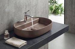 INFINITY OVAL umywalka ceramiczna nablatowa, 60x40cm, taupe