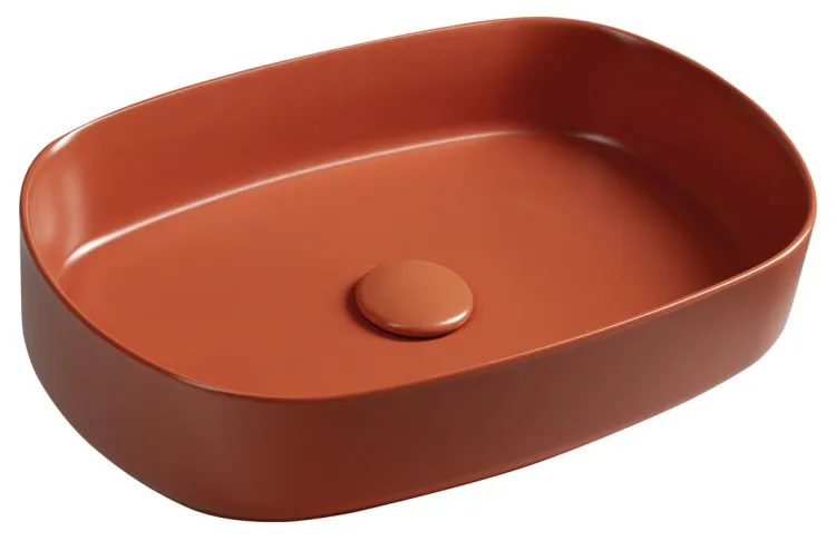 INFINITY OVAL umywalka ceramiczna nablatowa 55x36cm, terracotta