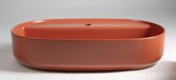 INFINITY OVAL umywalka ceramiczna nablatowa, 60x40cm, terracotta