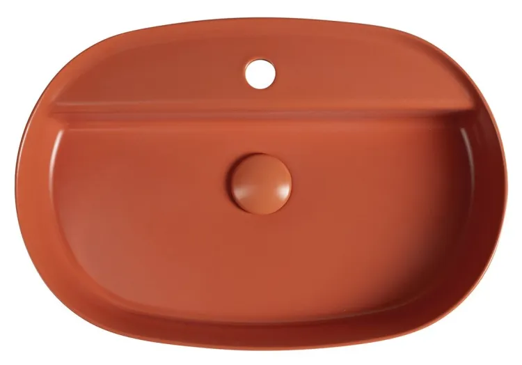 INFINITY OVAL umywalka ceramiczna nablatowa, 60x40cm, terracotta