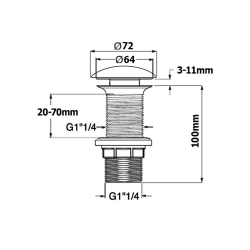 Odpływ umywalkowy 5/4", klik-klak, korek ceramiczny, 20-70mm, taupe