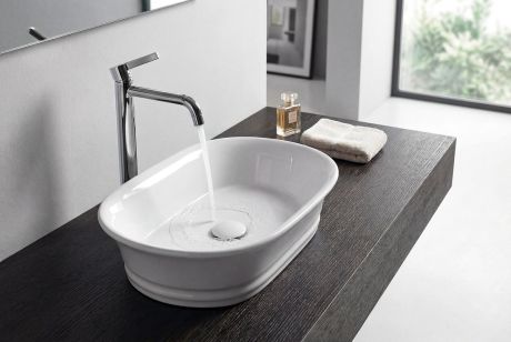 Przejdź do produktu TIVOLI umywalka ceramiczna nablatowa 55x38cm, biały