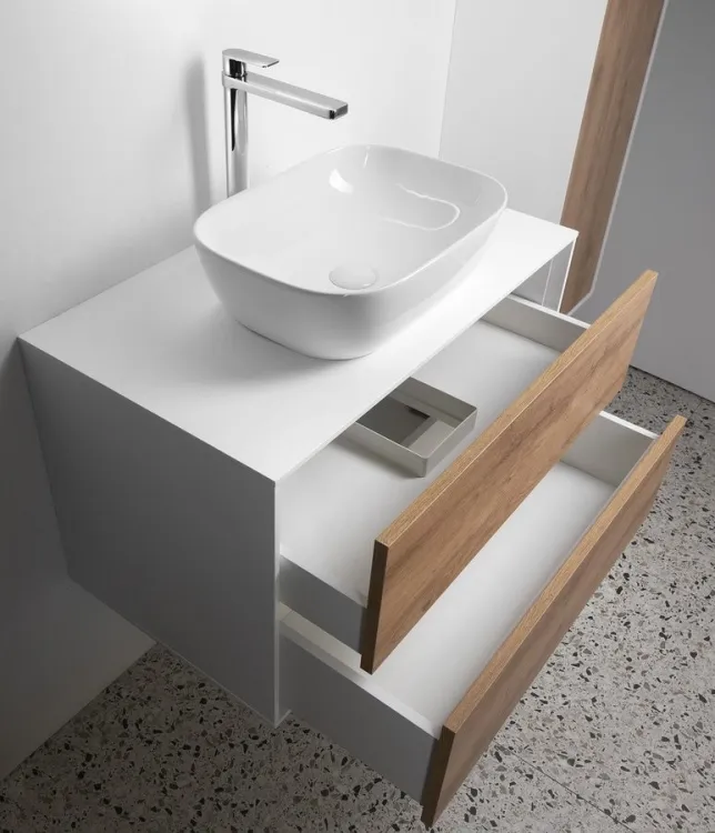 ZANYA szafka umywalkowa 80x50x46cm biały mat/dub emporio