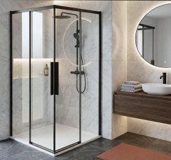 LUXOR BLACK kabina prysznicowa kwadratowa narożna 800x800mm, wejście narożne