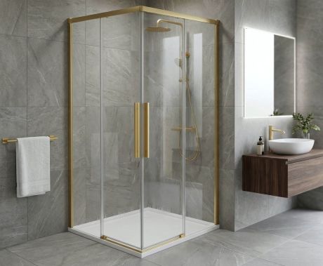 Przejdź do produktu LUXOR GOLD MATT kabina prysznicowa kwadratowa narożna 800x800mm, wejście narożne